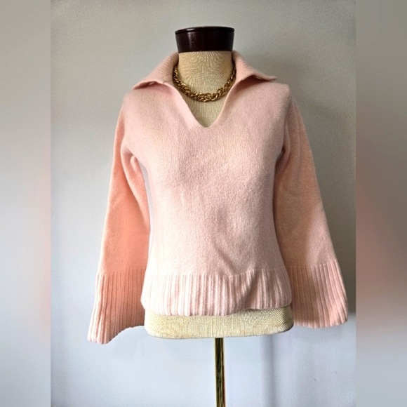 HUDSON'S BAY Cashmere Open Neck Pink Women's Sweater. Size Small - Picture 1 of 11